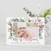 初めてのクリスマスズホリーベリー写真 シーズンカード (スタンド正面)