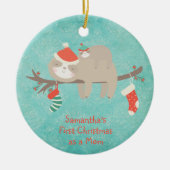 初めてのクリスマスズマカワイスロスマザーベビー セラミックオーナメント (正面)