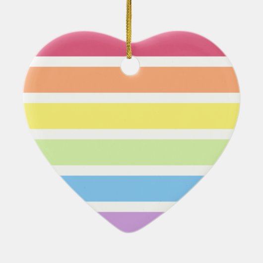 初めてのクリスマスズレインボーホワイトストライプパステル セラミックオーナメント (裏面)