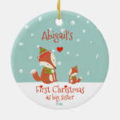 初めてのクリスマスズ姉かわいいウッドランドキツネ セラミックオーナメント (裏面)