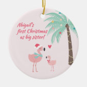 初めてのクリスマスズ姉かわいいサンタフラミンゴ セラミックオーナメント (正面)