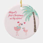初めてのクリスマスズ姉かわいいサンタフラミンゴ セラミックオーナメント (裏面)