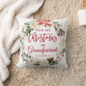 初めてのクリスマスズ祖父母フローラリース写真 クッション (ブランケット)