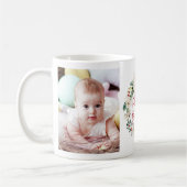 初めてのクリスマスズ祖父母フローラリース写真 コーヒーマグカップ (左)