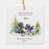 初めてのクリスマスズ3ネオン・ドラゴンスクエアの家族 セラミックオーナメント (正面)