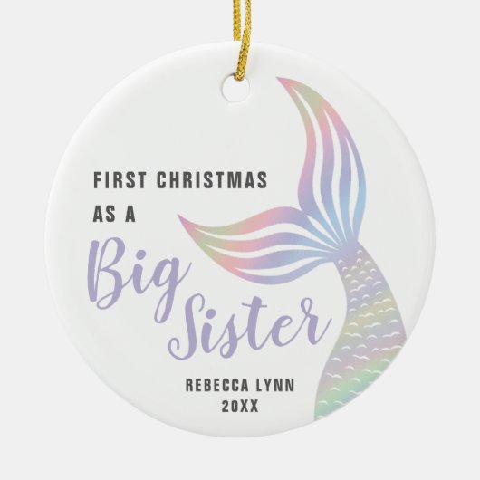 初めてのクリスマスズ・アズ・シスターパーソナライズされた・マーメイド セラミックオーナメント (正面)