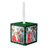 初めてのクリスマスズ·ミスター·アンド·ミセス·レッド·トラック·グリーン·プレイド キューブオーナメント (裏面アングル)