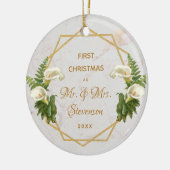 初めてのクリスマスズMr&Mr金ゴールドマーブルカラリリー セラミックオーナメント (左)