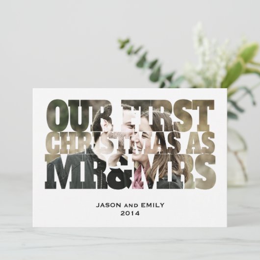 初めてのクリスマスズMr&Mr.切り出しフォトホリデーカード シーズンカード (スタンド正面)