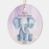 初めてのクリスマスゾウパーソナライズされたズ セラミックオーナメント (左)