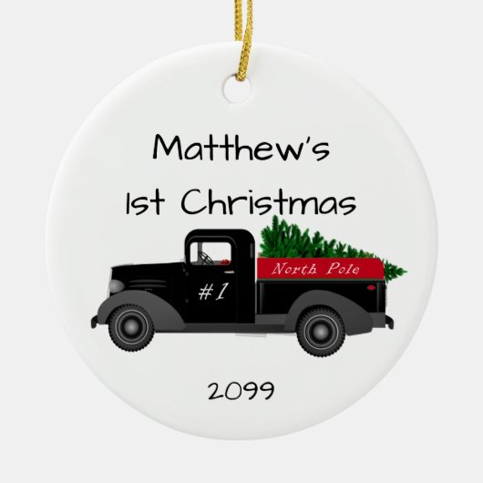 初めてのクリスマストラックノースポールオーナメント セラミックオーナメント (正面)