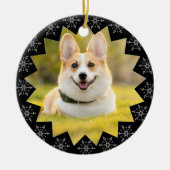 初めてのクリスマスドッグスノーフレークフレームフォトセラミック セラミックオーナメント (正面)
