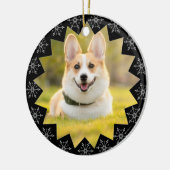 初めてのクリスマスドッグスノーフレークフレームフォトセラミック セラミックオーナメント (左)