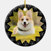 初めてのクリスマスドッグスノーフレークフレームフォトセラミック セラミックオーナメント (裏面)