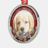 初めてのクリスマスドッグフォトオーナメント メタルオーナメント (左)
