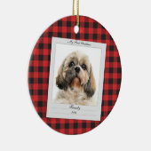 初めてのクリスマスドッグフォトペットネーム年カスタム セラミックオーナメント (右)