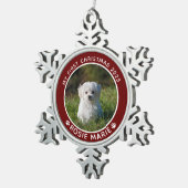 初めてのクリスマスドッグ写真名ポープリントカスタム スノーフレークピューターオーナメント (右)