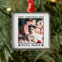 初めてのクリスマスドッグ写真名ポープリントカスタム