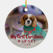初めてのクリスマスドッグ写真 セラミックオーナメント (裏面)