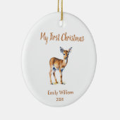 初めてのクリスマスナチュラルトナカイ写真 セラミックオーナメント (右)