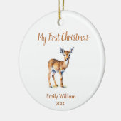 初めてのクリスマスナチュラルトナカイ写真 セラミックオーナメント (左)
