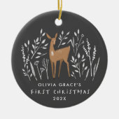 初めてのクリスマスナチュラルトナカイ繊細な1枚 セラミックオーナメント (正面)