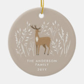 初めてのクリスマスナチュラルトナカイ繊細な1枚 セラミックオーナメント (正面)