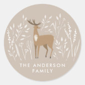 初めてのクリスマスナチュラルトナカイ繊細な1枚 ラウンドシール (正面)