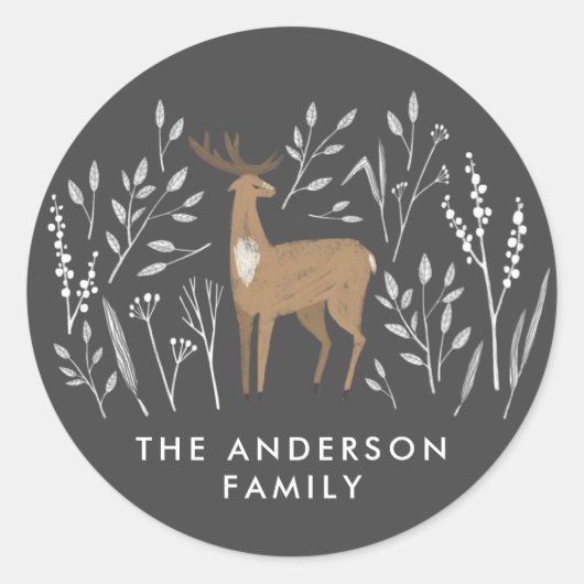 初めてのクリスマスナチュラルトナカイ繊細な1枚 ラウンドシール (正面)