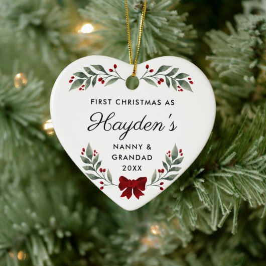 初めてのクリスマスナニーとグランドキープサケギフト セラミックオーナメント (ツリー)