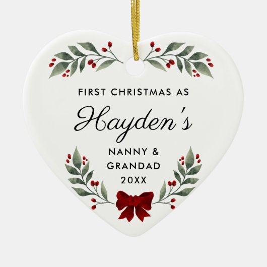 初めてのクリスマスナニーとグランドキープサケギフト セラミックオーナメント (正面)