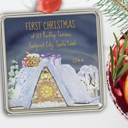 初めてのクリスマスニューアドレスサンタオンザルーフ メタルオーナメント