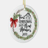 初めてのクリスマスニューハウスウォーターカラーリース セラミックオーナメント (右)