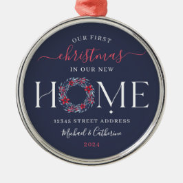 初めてのクリスマスニューホームエレガントネイビーリース メタルオーナメント