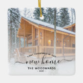 初めてのクリスマスニューホームカスタムフォトブラックスクリプト セラミックオーナメント (正面)