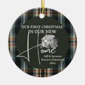 初めてのクリスマスニューホームコテージプレイド写真 セラミックオーナメント (正面)