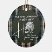 初めてのクリスマスニューホームコテージプレイド写真 セラミックオーナメント (左)