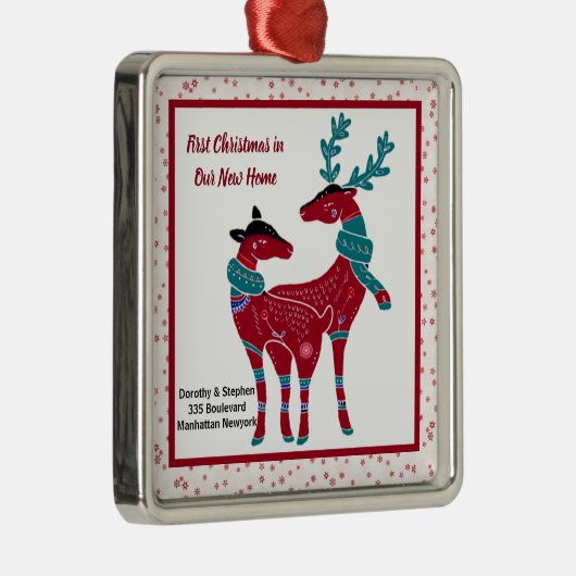 初めてのクリスマスニューホームノルディックフォークアートスカンディア メタルオーナメント (右)