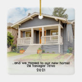 初めてのクリスマスニューホームハウスフォトおもしろい セラミックオーナメント (裏面)