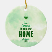 初めてのクリスマスニューホームパーソナライズされたファミリー セラミックオーナメント (正面)