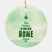初めてのクリスマスニューホームパーソナライズされたファミリー セラミックオーナメント (裏面)