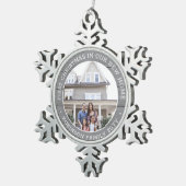 初めてのクリスマスニューホームフォトグフェイクレーウッド スノーフレークピューターオーナメント (右)