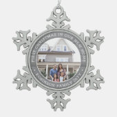 初めてのクリスマスニューホームフォトグフェイクレーウッド スノーフレークピューターオーナメント (正面)