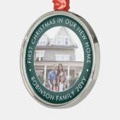 初めてのクリスマスニューホームフォトグモダンリーンホワイト メタルオーナメント (左)