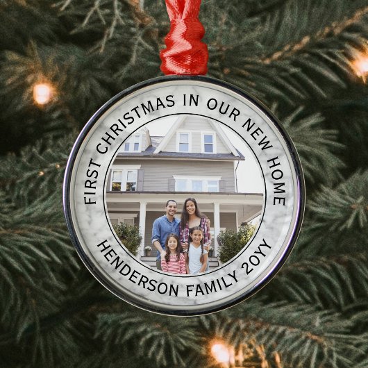 初めてのクリスマスニューホームフォトマエレガントロフェイクーブル メタルオーナメント