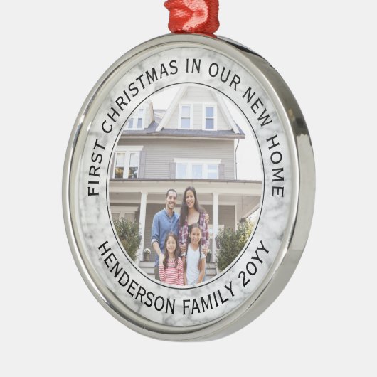 初めてのクリスマスニューホームフォトマエレガントロフェイクーブル メタルオーナメント (左)