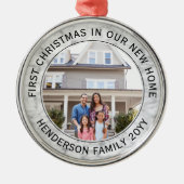 初めてのクリスマスニューホームフォトマエレガントロフェイクーブル メタルオーナメント (正面)