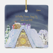 初めてのクリスマスニューホームルーフトップサンタ足跡 セラミックオーナメント (裏面)