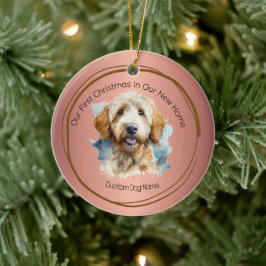 初めてのクリスマスニューホーム引用文バラgoldendoodle セラミックオーナメント
