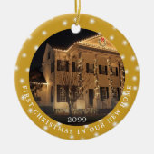 初めてのクリスマスニューホーム2フォトライト金ゴールド セラミックオーナメント (正面)